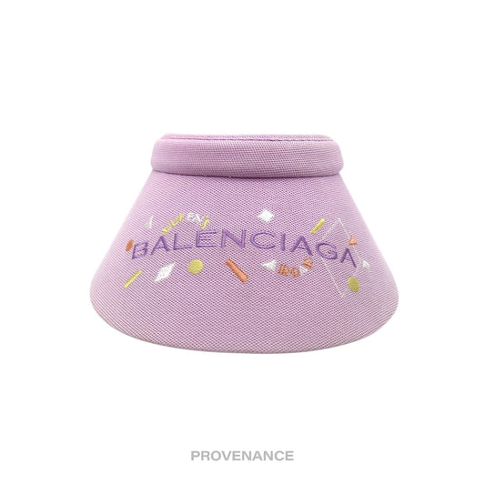 🔴 Balenciaga Logo Embroidered Visor - Lavender Geometric