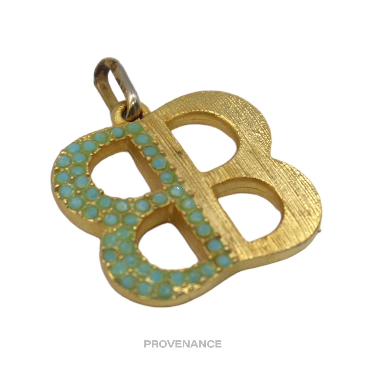 🔴 Balenciaga BB Logo Pendant - Gold Jade Pave