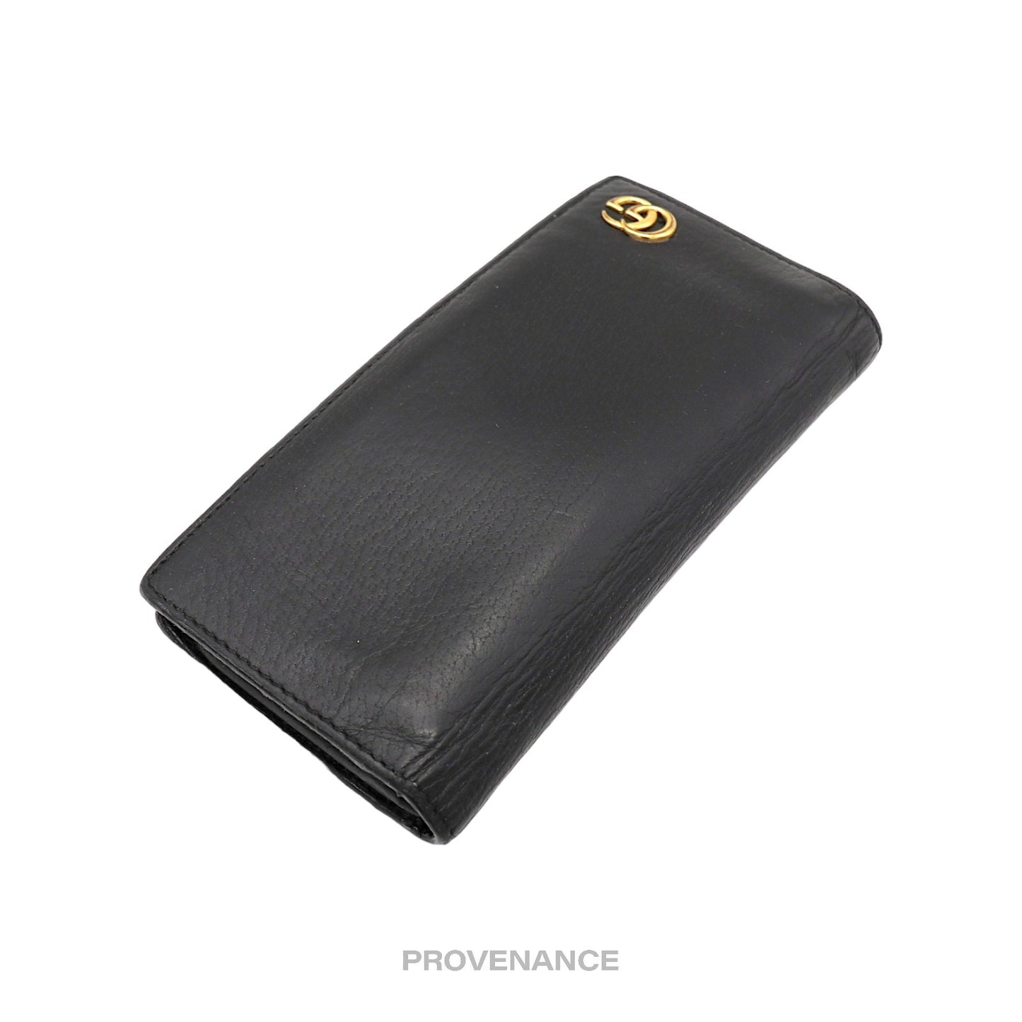 🔴 Gucci GG Marmont Long Wallet - Black Leather