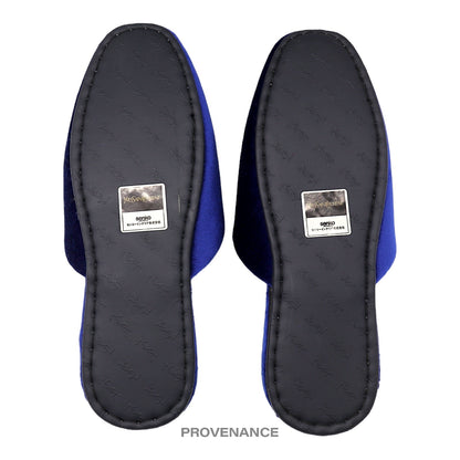 🔴 Yves Saint Laurent YSL Logo Slipper - Blue Velour