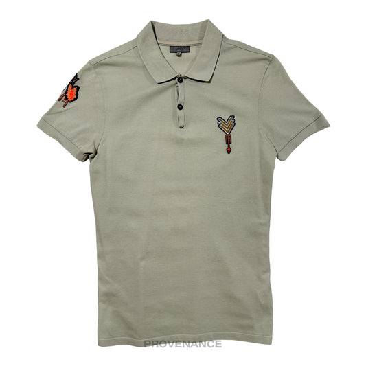 🔴  Lanvin Embroidered Polo Shirt - Sea Foam Green Pique XS