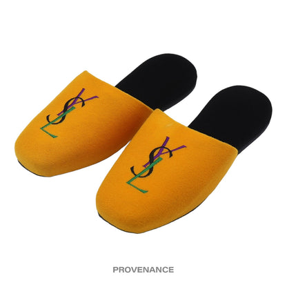 🔴 Yves Saint Laurent YSL Logo Slipper - Yellow Velour