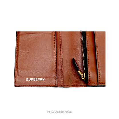 🔴 Burberry Long Wallet - TB Monogram E-Canvas Bridle Brown