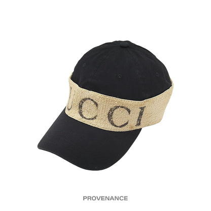 🔴 Gucci Logo Headband Sweatband Cap Hat - Black Cream