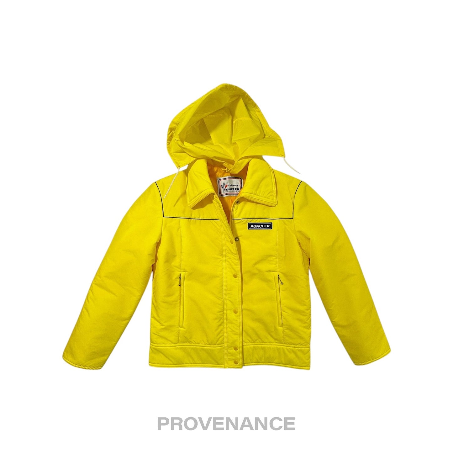 🔴 Moncler Logo Light Ski Jacket Coat - Yellow L Hood