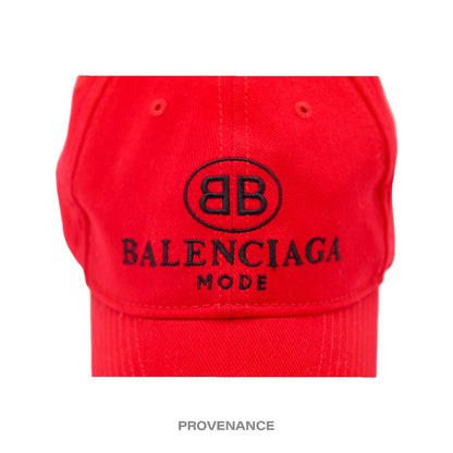 🔴 Balenciaga BB Logo Mode Embroidered Cap Hat - Red