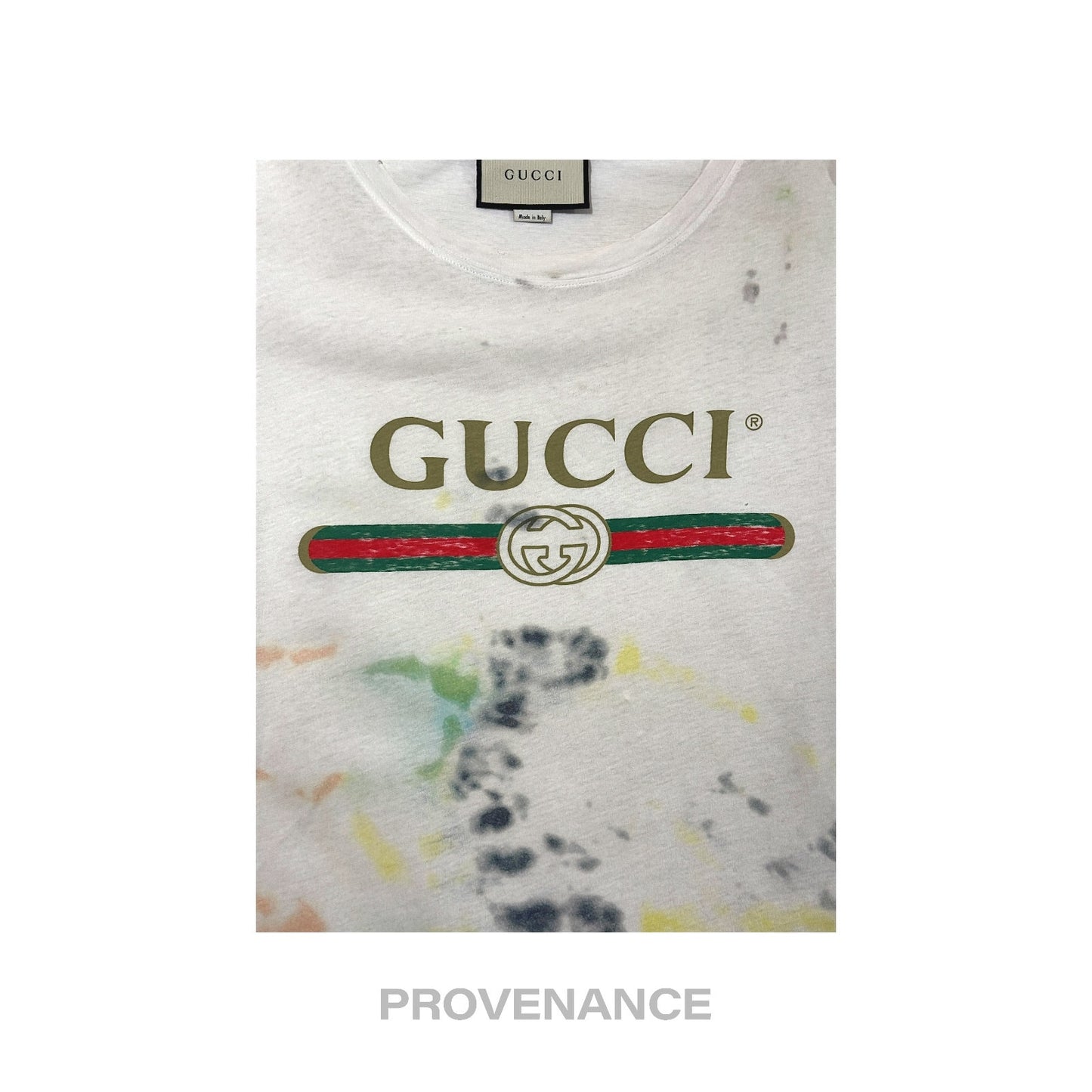 🔴 Gucci GG  Vintage Logo T-Shirt - Tie Dye White  S