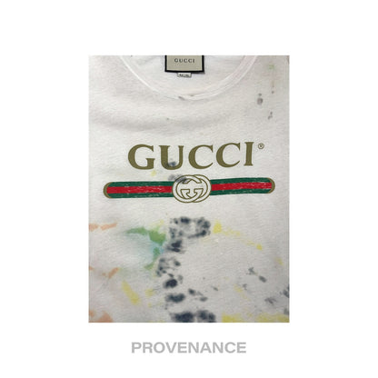 🔴 Gucci GG  Vintage Logo T-Shirt - Tie Dye White  S