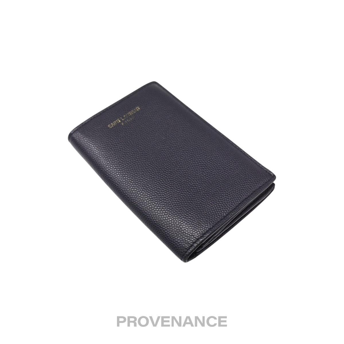 🔴 Saint Laurent Paris SLP Pocket Card Wallet - Navy Leather
