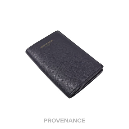 🔴 Saint Laurent Paris SLP Pocket Card Wallet - Navy Leather