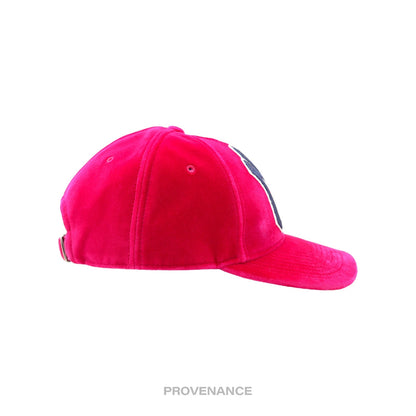 🔴 Gucci x NY Yankees Embroidered Hat Cap - Pink Velour