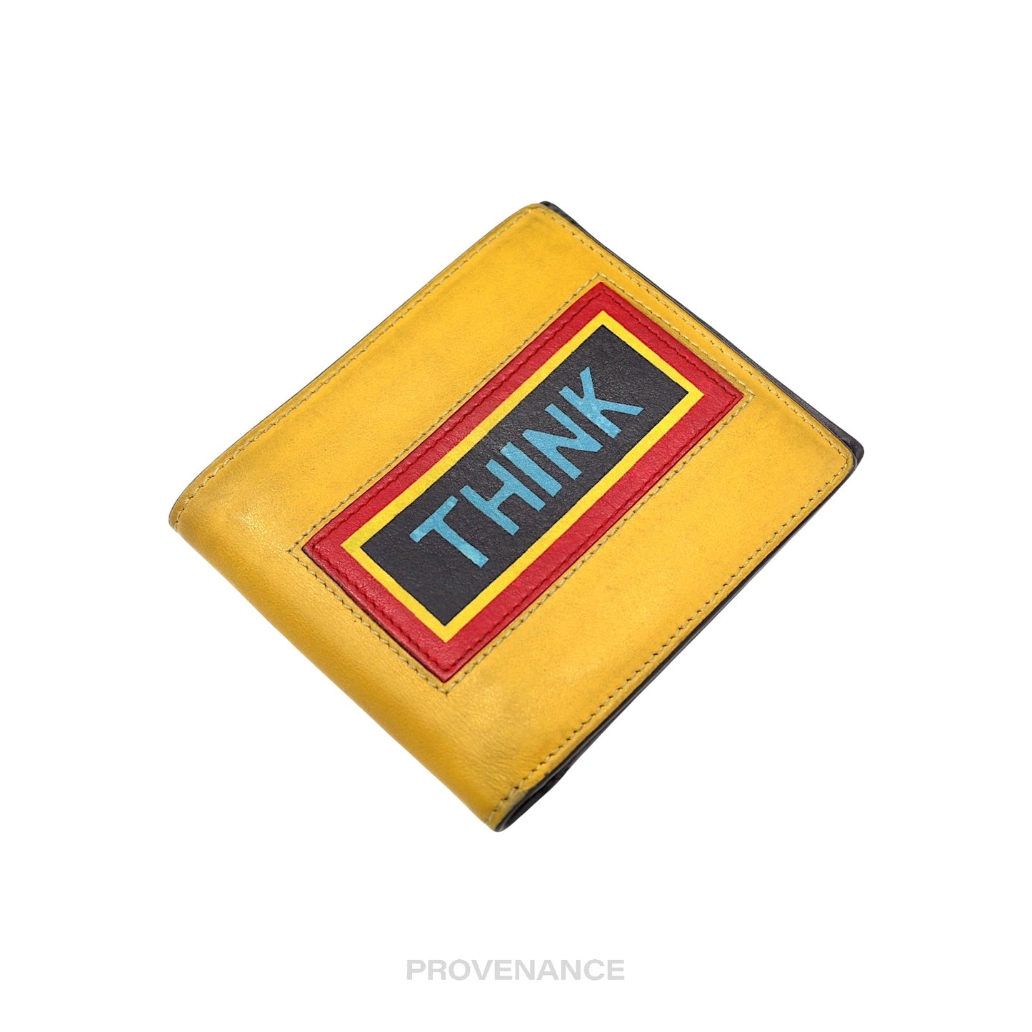 🔴 Fendi Think Bifold 8CC Wallet - Yellow/Black Leather