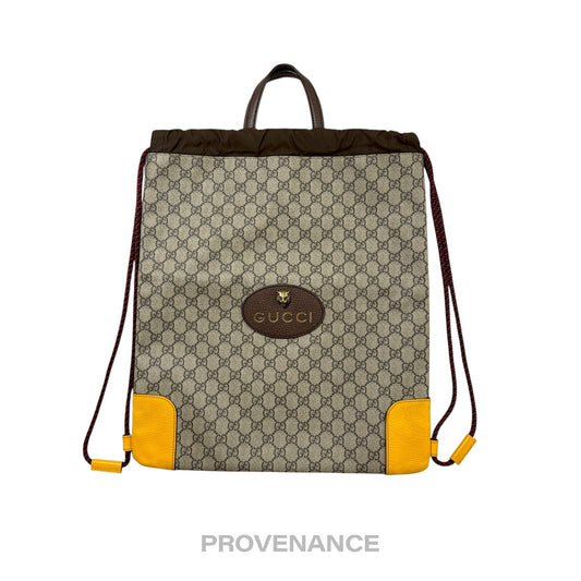 🔴 Gucci Neo Vintage Drawstring Tote Backpack - GG Canvas