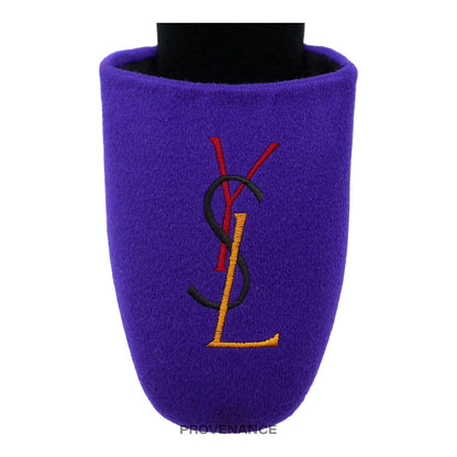 🔴 Yves Saint Laurent YSL Velour Logo Slipper - Purple