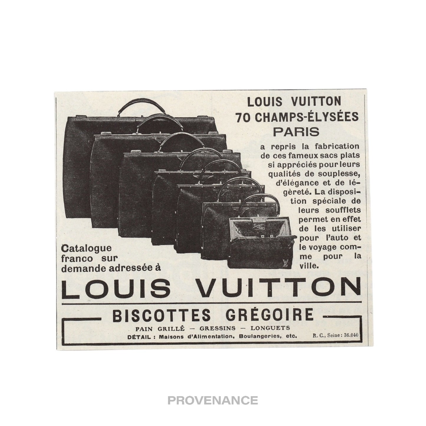 🔴 Louis Vuitton Antique Vintage Newsprint Ad - BAGS