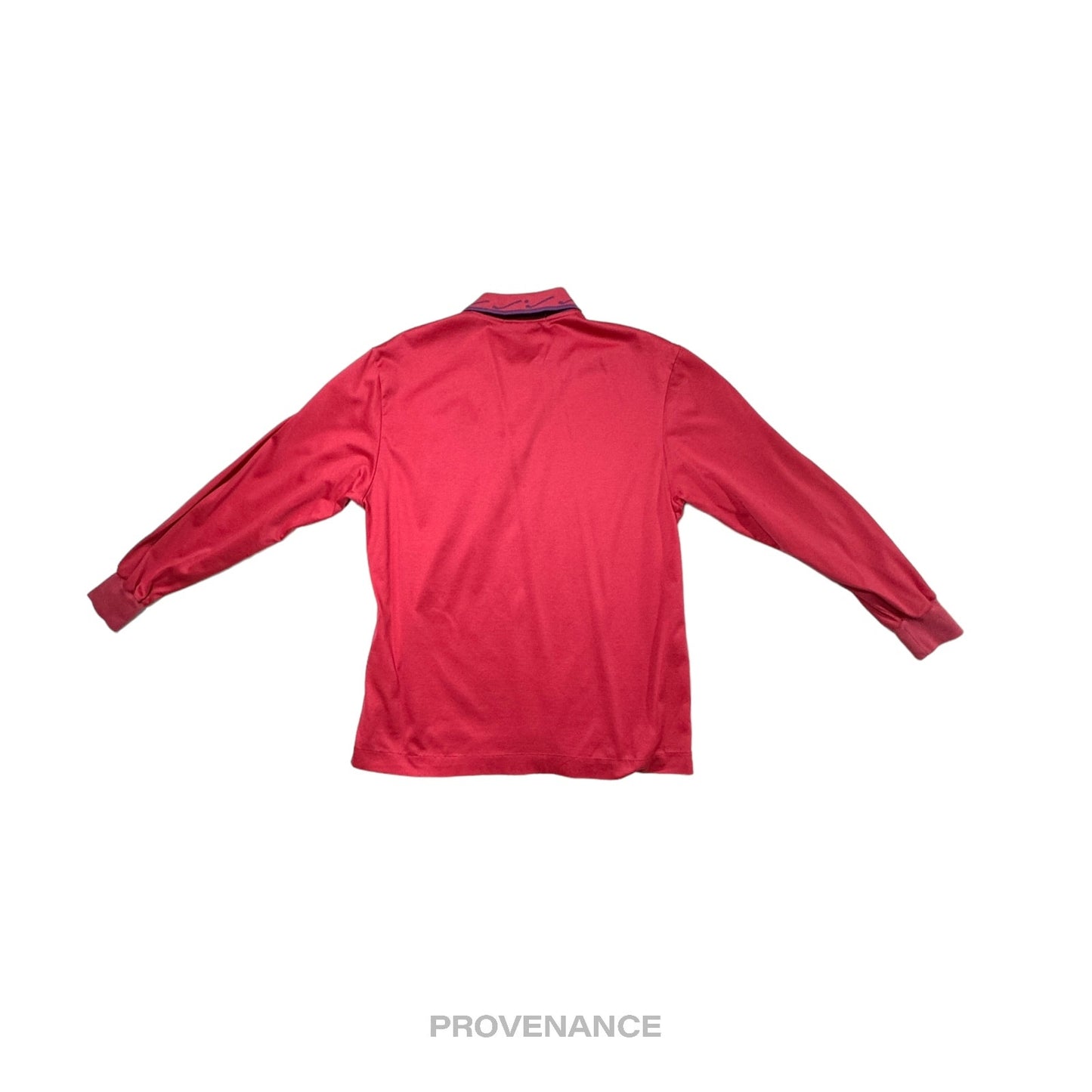 🔴 BALENCIAGA BB Embroidered Long Sleeve Polo Shirt - Red M