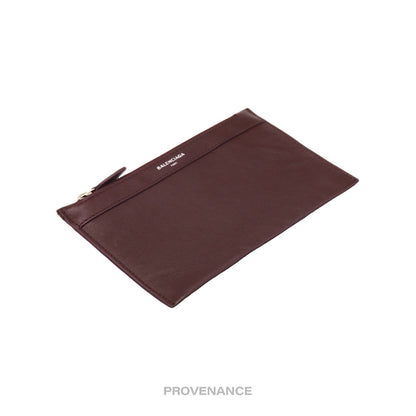 🔴 Balenciaga Zip Pouch Wallet - Bordeaux Leather