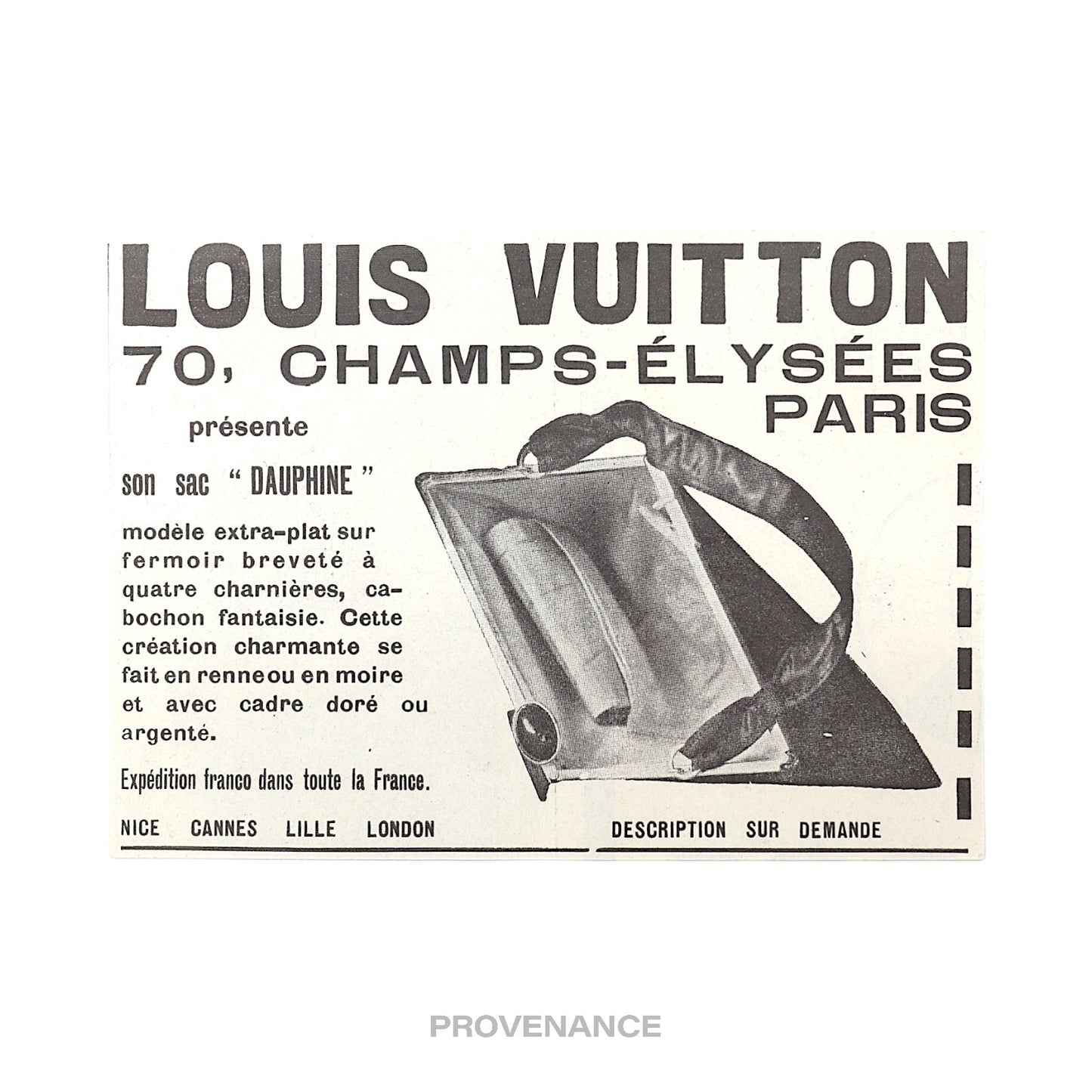 🔴 Louis Vuitton Antique Vintage Newsprint Ad - DAUPHINE