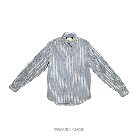 🔴 Gucci Fil Coupe Shirt - Blue Bee Stripe 38 15