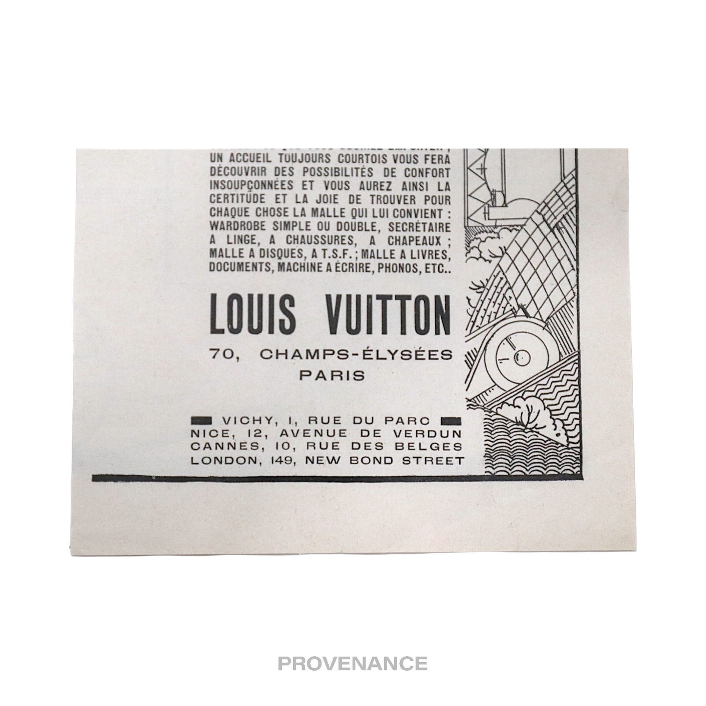 🔴 Louis Vuitton Antique Vintage Newsprint Ad - Travel Trunk