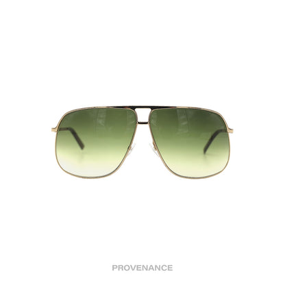 🔴 Gucci Extended Aviator Sunglasses - Brushed Gold