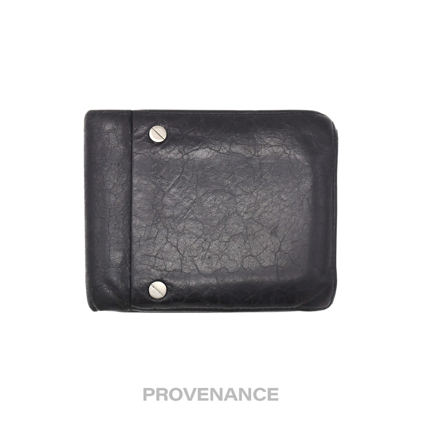 🔴 Balenciaga Screw Stud Bifold Wallet - Black Lambskin