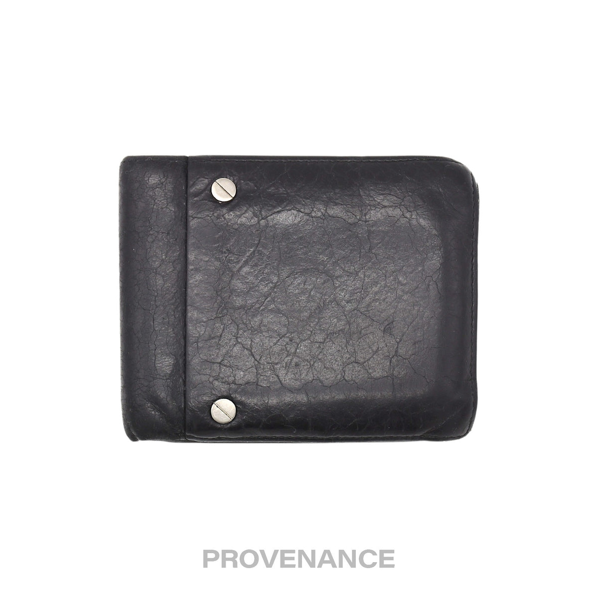 🔴 Balenciaga Screw Stud Bifold Wallet - Black Lambskin