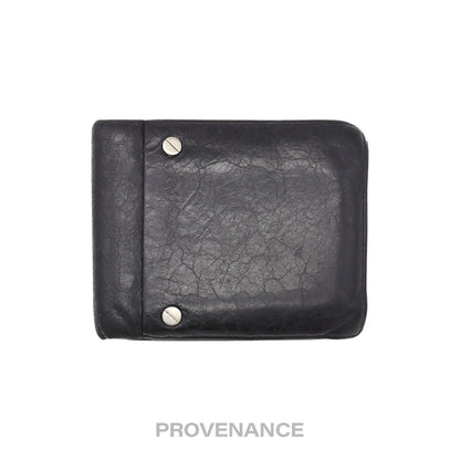 🔴 Balenciaga Screw Stud Bifold Wallet - Black Lambskin