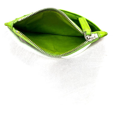 🔴 Balenciaga Logo Fragment Zip Card Wallet - Green Leather