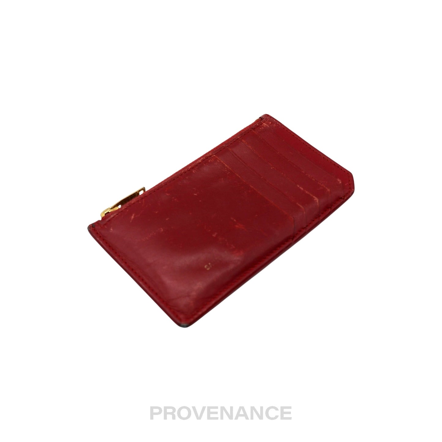 🔴 Saint Laurent Paris SLP Fragment Zip Card Wallet - Red