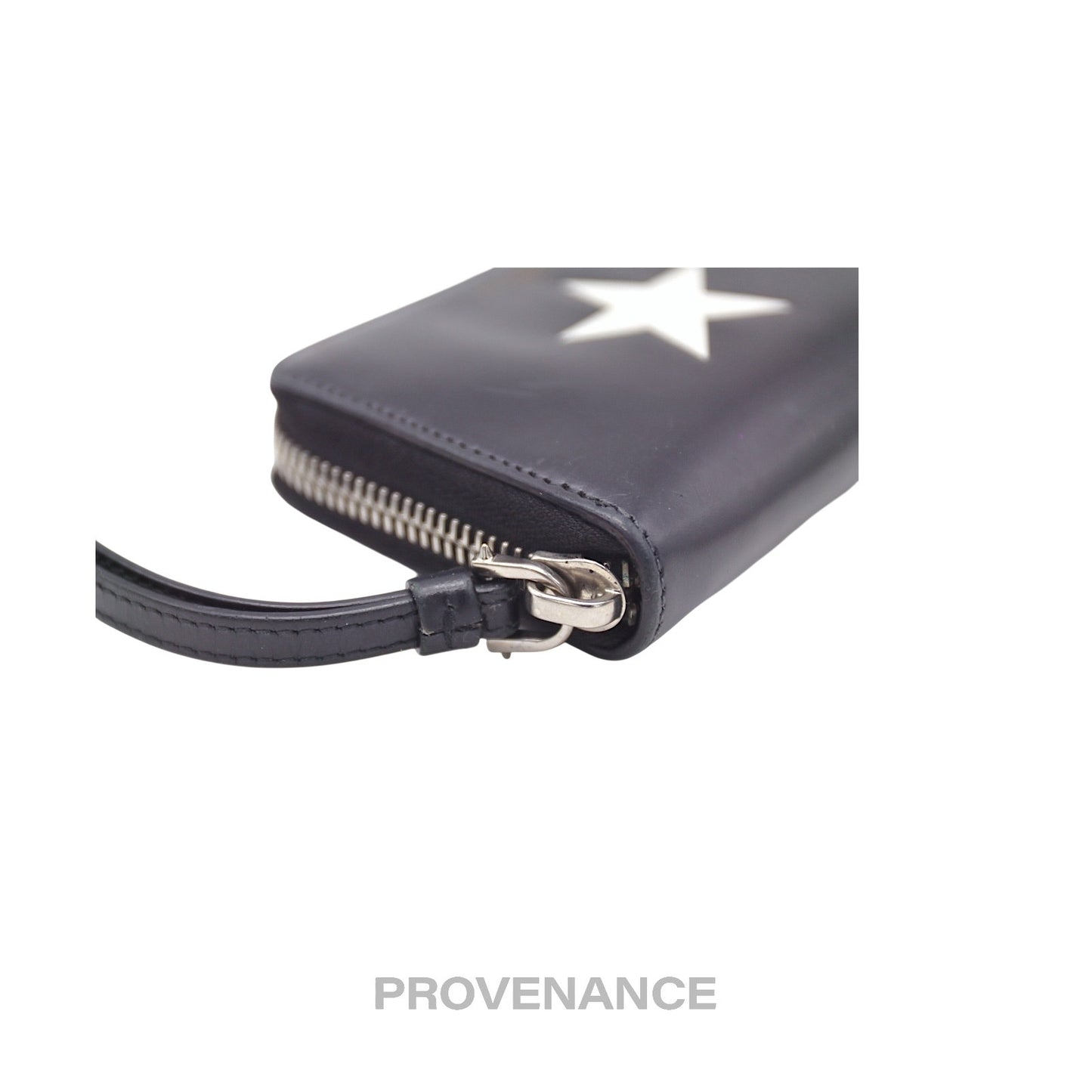 🔴 Givenchy Star Zip Card Wallet - Black Leather