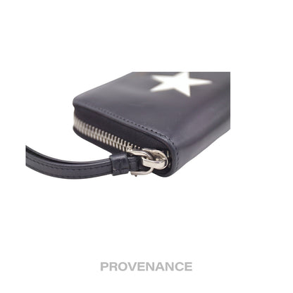 🔴 Givenchy Star Zip Card Wallet - Black Leather