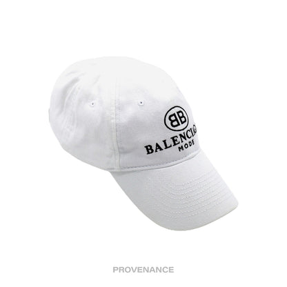 🔴 Balenciaga BB Logo Mode Embroidered Cap Hat - White