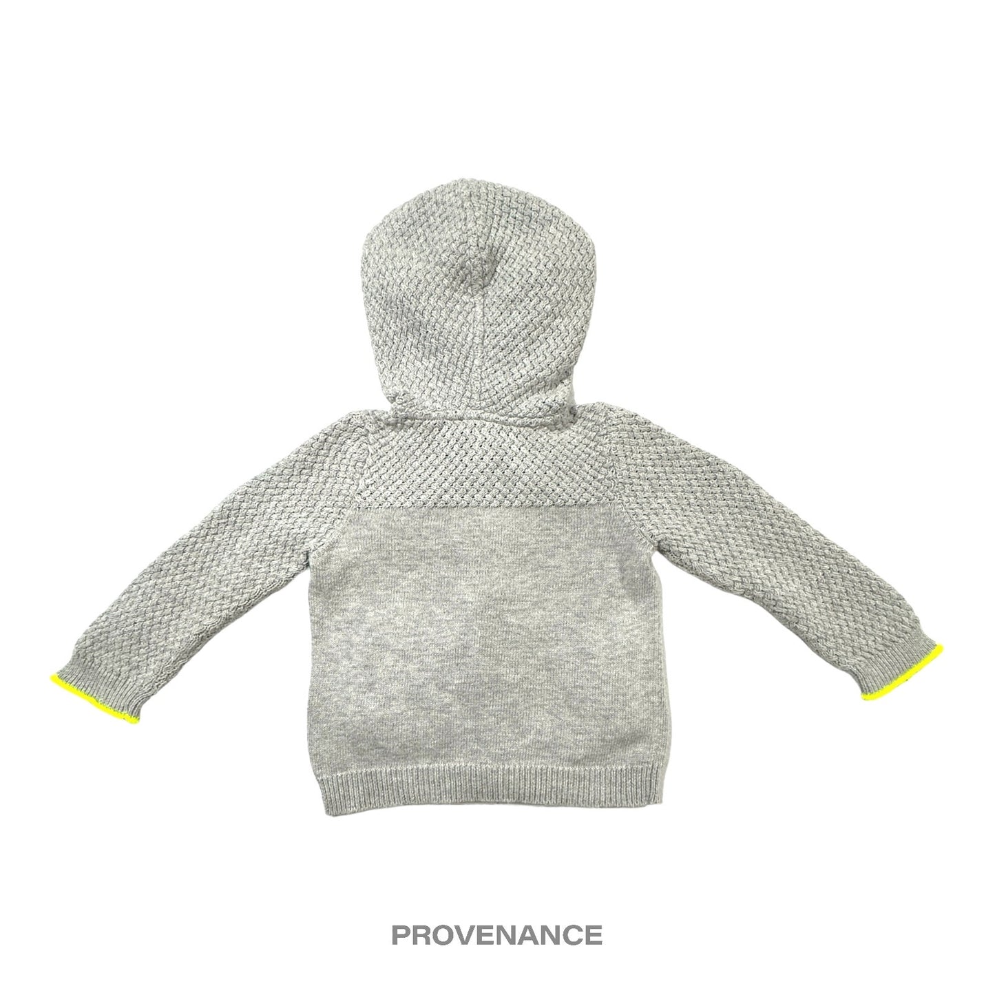 🔴 Gucci Baby Logo Knit Hoodie - Grey Fluorescent Yellow