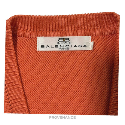 🔴 Balenciaga BB Logo Wool Sweater Vest - Orange/White L
