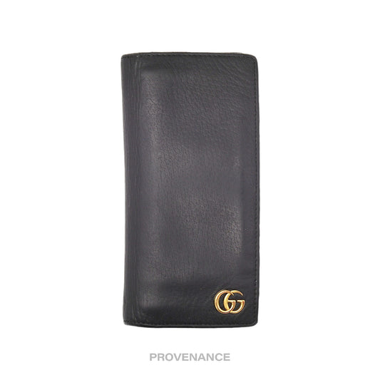 🔴 Gucci GG Marmont Long Wallet - Black Leather