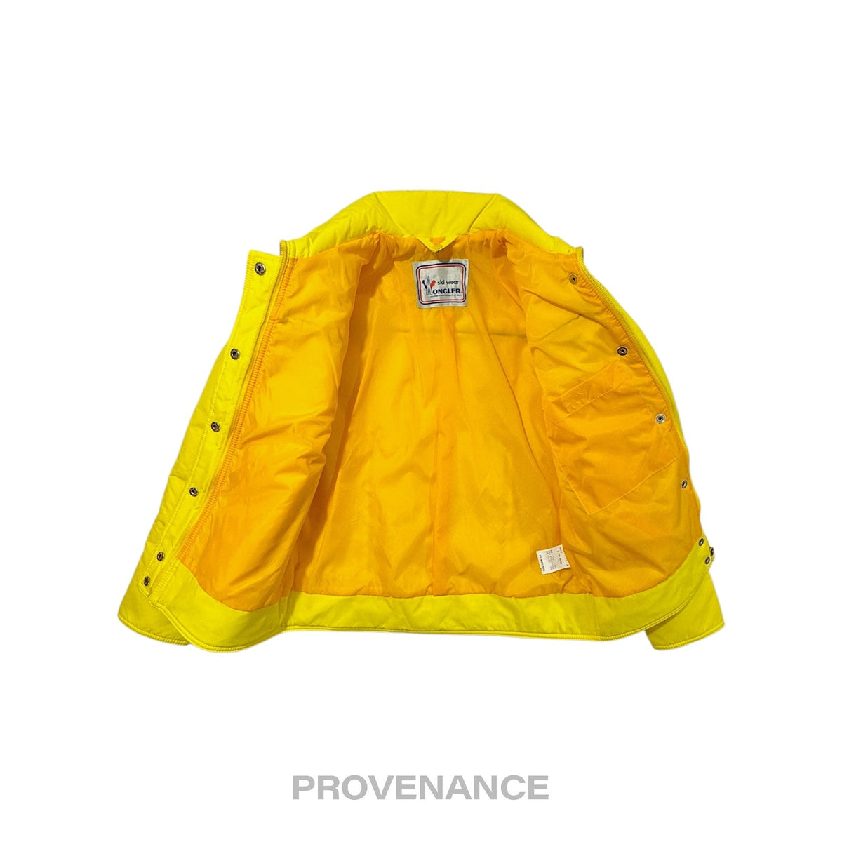 🔴 Moncler Logo Light Ski Jacket Coat - Yellow L Hood