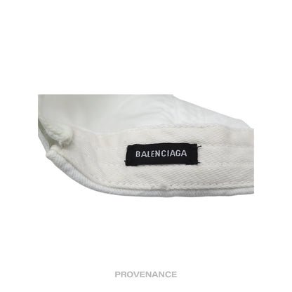 🔴 Balenciaga Embroidered Logo Cap Hat - White