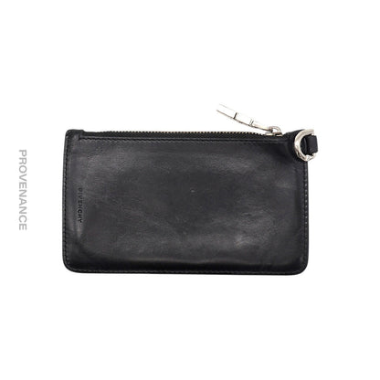 🔴 Givenchy 4G Logo Zip Card Holder Wallet - Black Leather