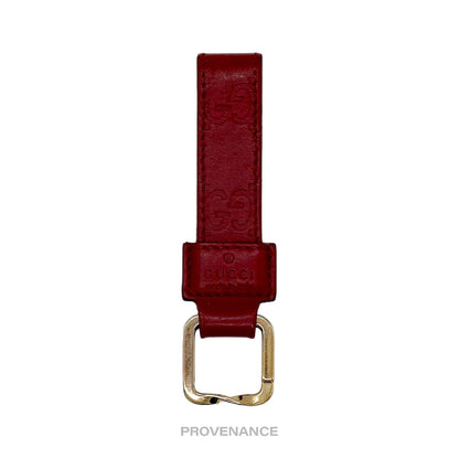 🔴 Gucci Keychain - Red GG Guccissima Leather Gold