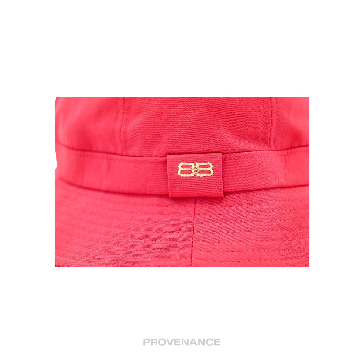 🔴 Balenciaga BB Logo Embroidered Bucket Hat - Red M
