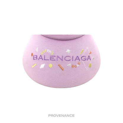 🔴 Balenciaga Logo Embroidered Visor - Lavender Geometric