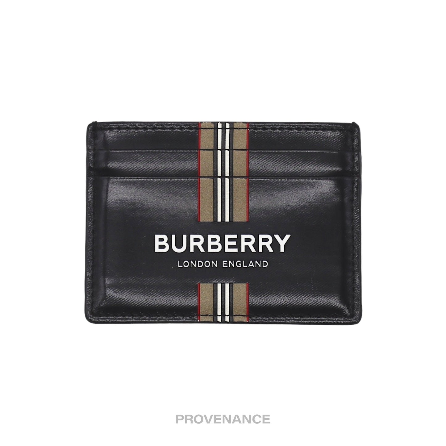 🔴 Burberry Card Holder Wallet - Logo Striped Check Black