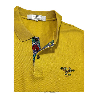 🔴  Lanvin Studio Polo Shirt Logo Floral - Golden Olive