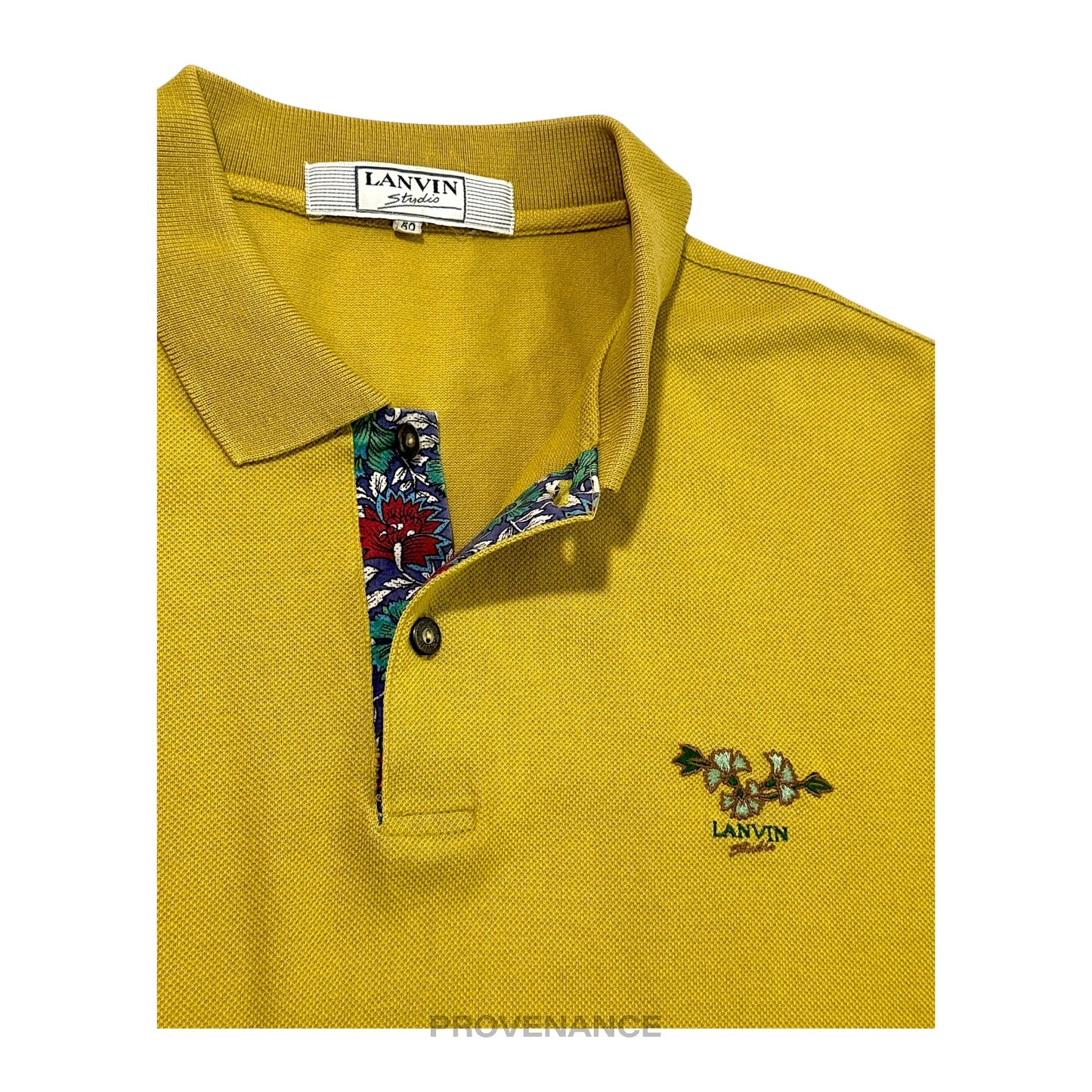 🔴  Lanvin Studio Polo Shirt Logo Floral - Golden Olive