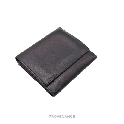 🔴 Prada Trifold Wallet - Black Saffiano Leather