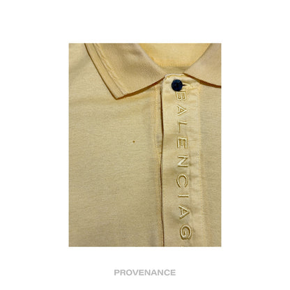 🔴 Balenciaga Logo Long Sleeve Polo Shirt - Powder Yellow M