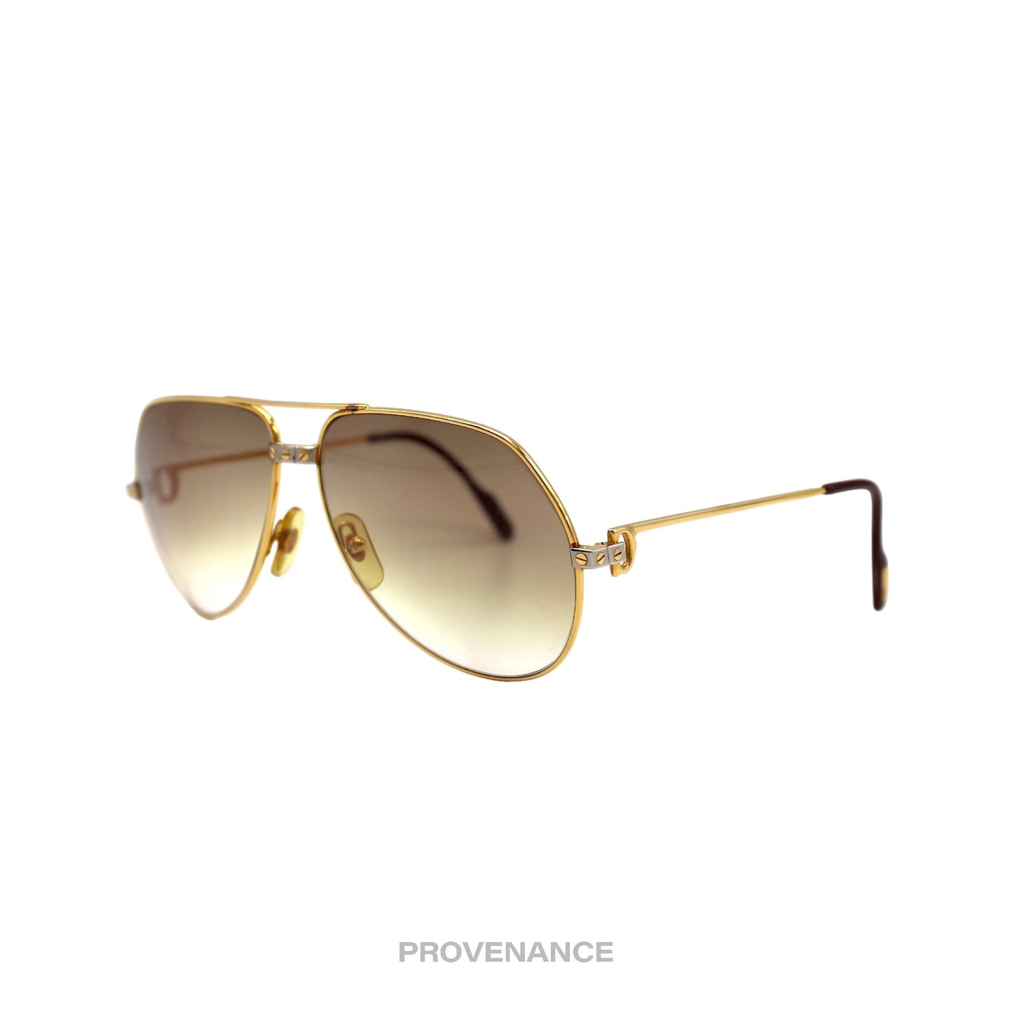 🔴 Cartier Vendome Santos Vintage Sunglasses - Gold Brown