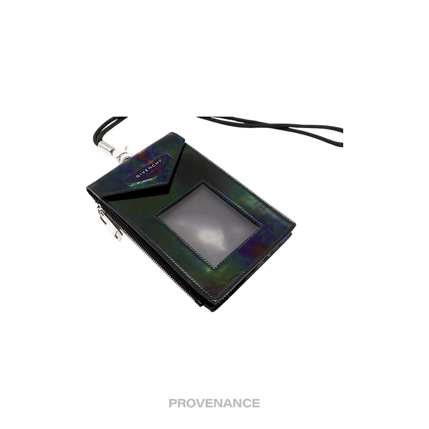 🔴 Givenchy Logo Neck Phone Lanyard Wallet - Iridescent