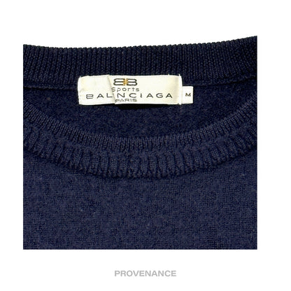 🔴 Balenciaga Crewneck Wool Sweatshirt - Deep Navy M